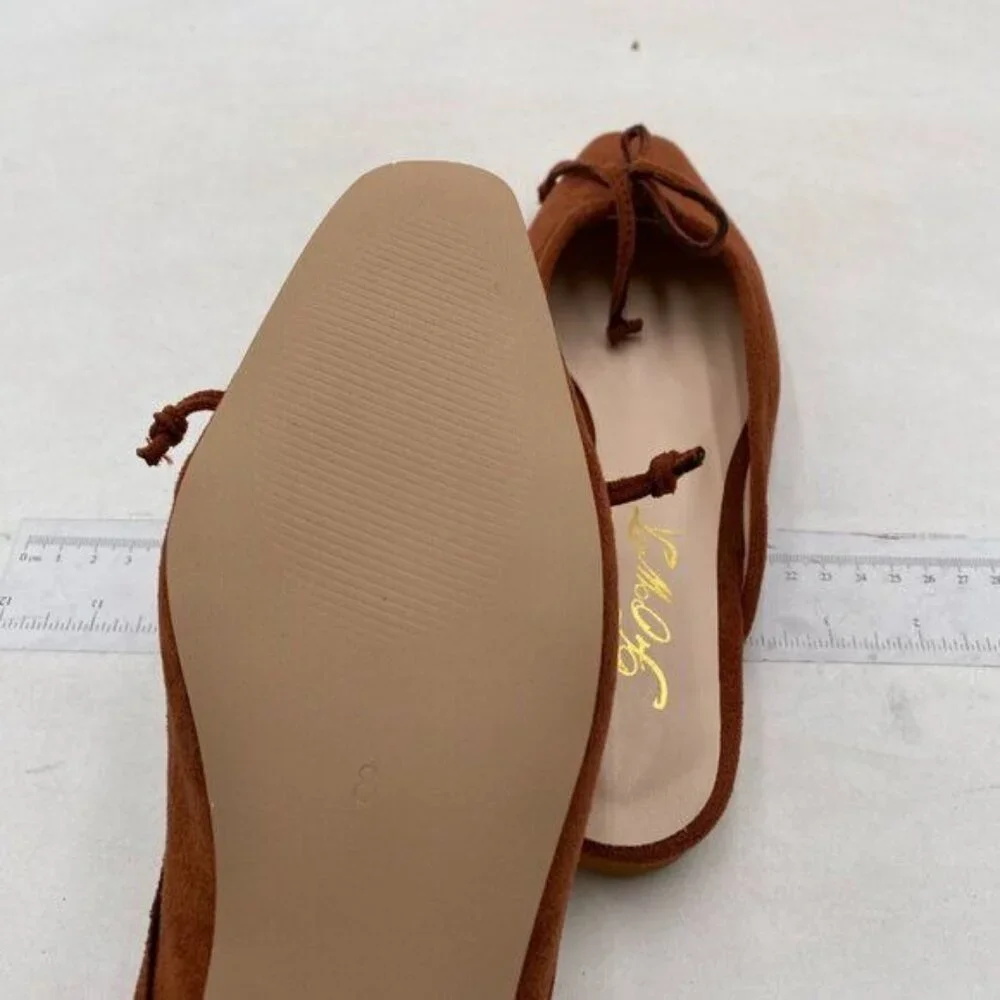 FOWT Brown Low Heel  Almond Toe Mule Bow Knot Suede Slippers,Slip on Leisure Lad - Picture 6 of 8